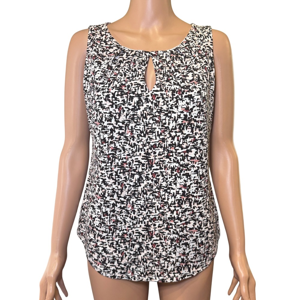 White House Black Market Sleeveless Abstract Print Keyhole Shell Top S WHBM